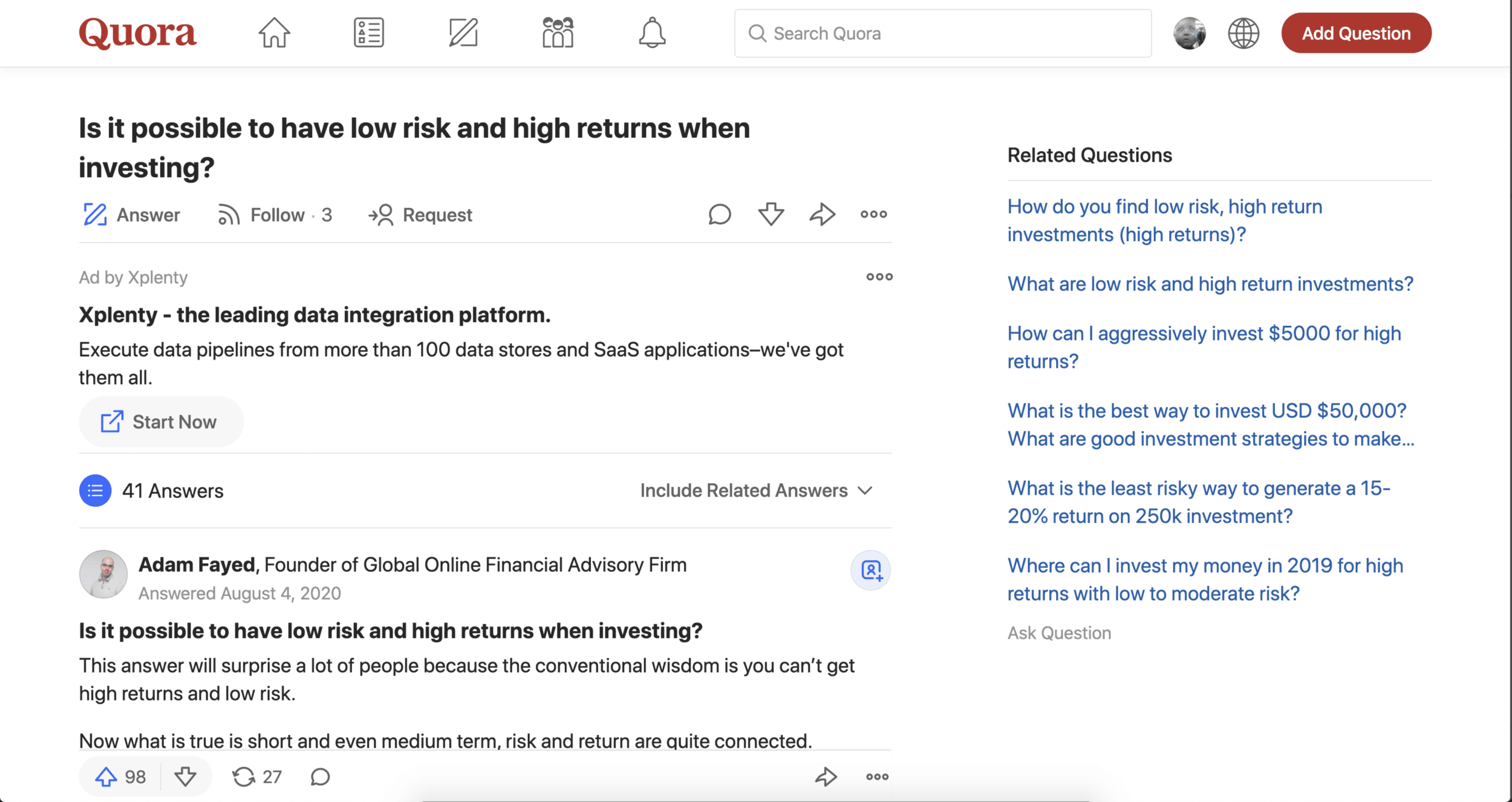 Socialgist and Quora investor data on Snowflake Marketplace, figure 4