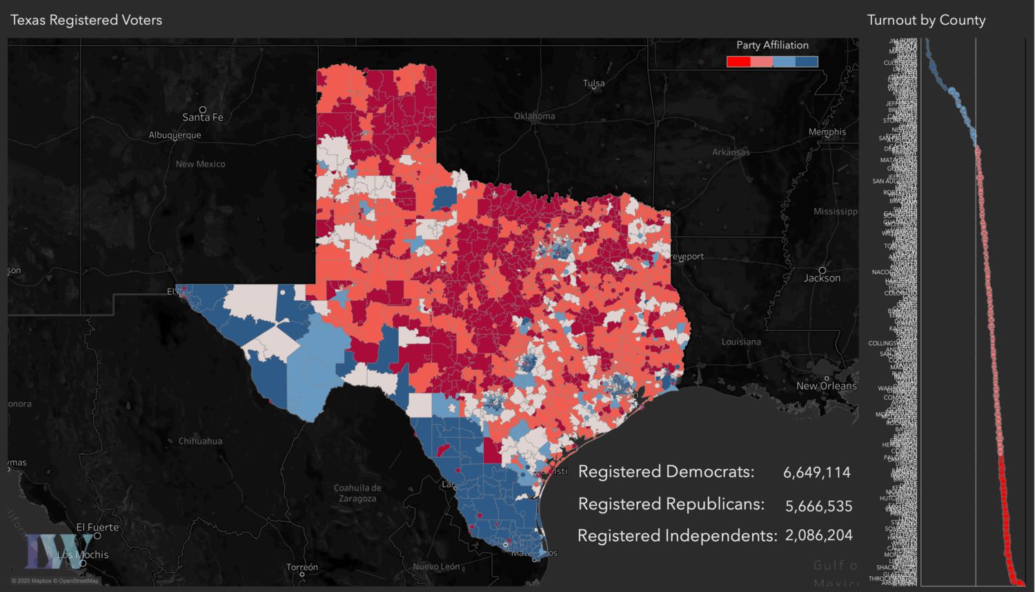 Texas registered voter map